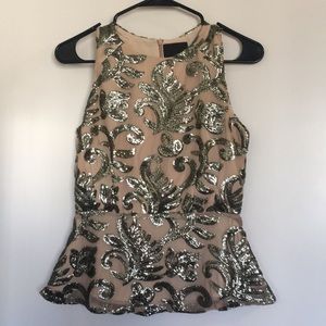 Greylin Sequin Peplum Sleeveless Top Size XS